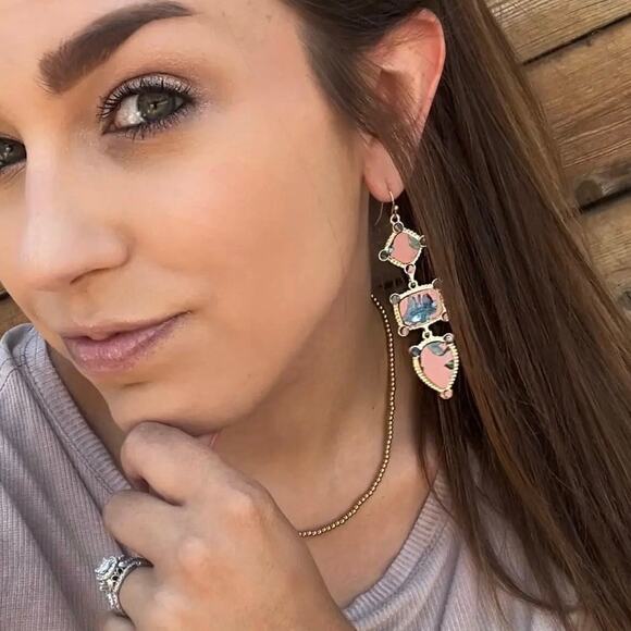 New Plunder “Hazel Louise” Leather Floral Earrings (3.25”) - Picture 2 of 6